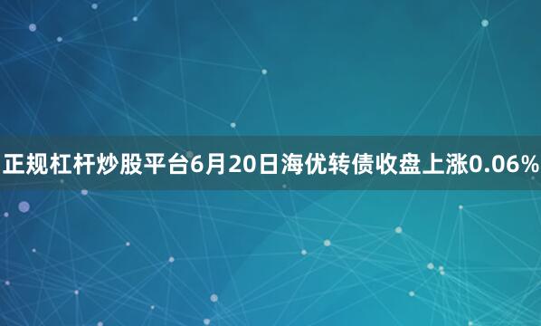 正规杠杆炒股平台6月20日海优转债收盘上涨0.06%