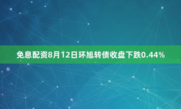 免息配资8月12日环旭转债收盘下跌0.44%